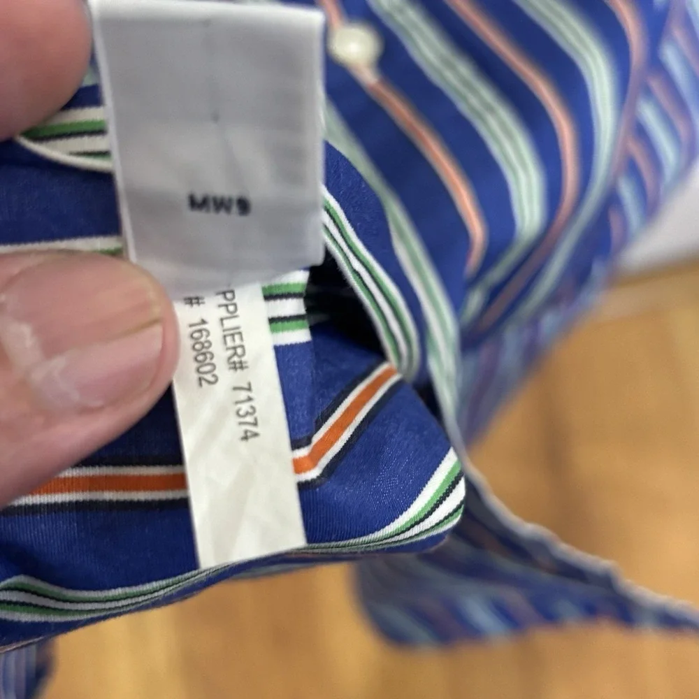 Ralph Lauren Vintage 90s Y2K Blue Green/orange Stripe Classic Fit Shirt XL